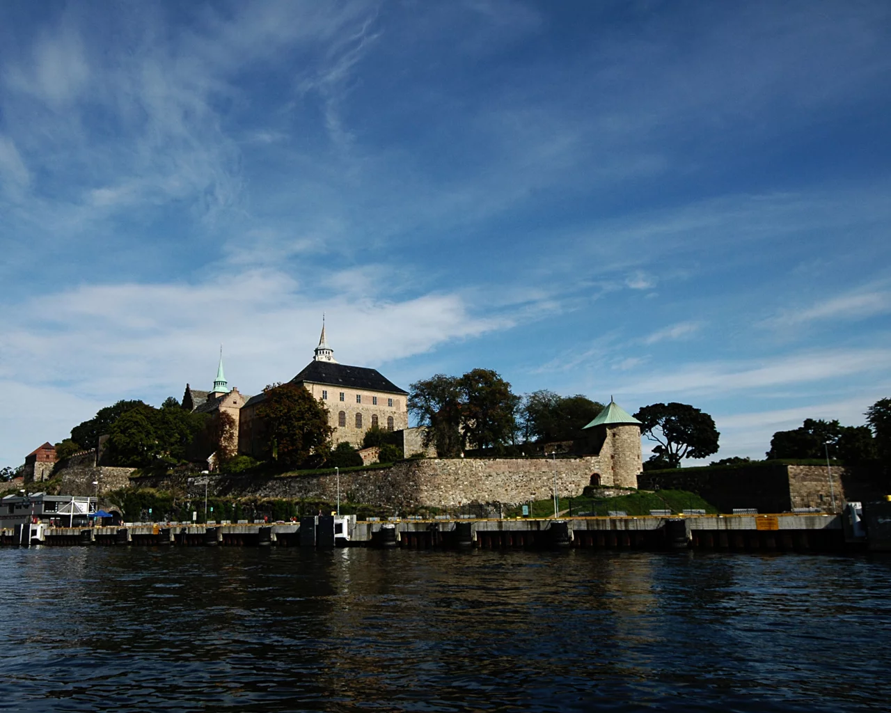 Акерсхус, Осло, Норвегия, замок, крепость, небо, море, Akershus, Akershus Castle