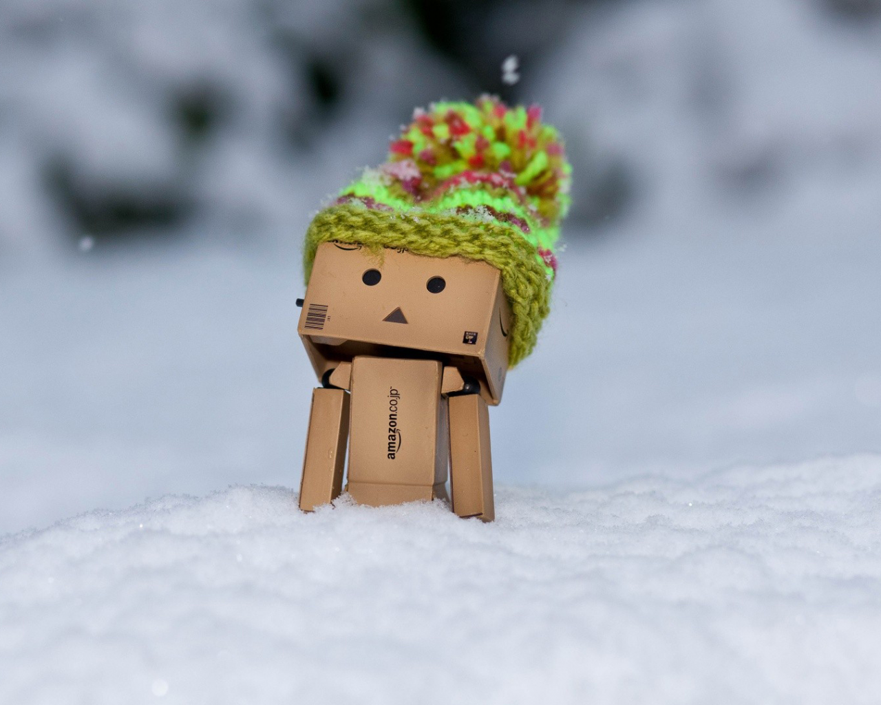 снег, danbo, коробка, коробочный человечек, зима, amazon