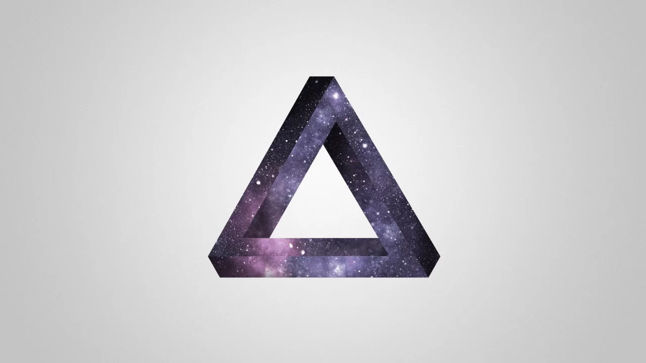 треугольник, космос, space, минимализм, triangle, звёзды