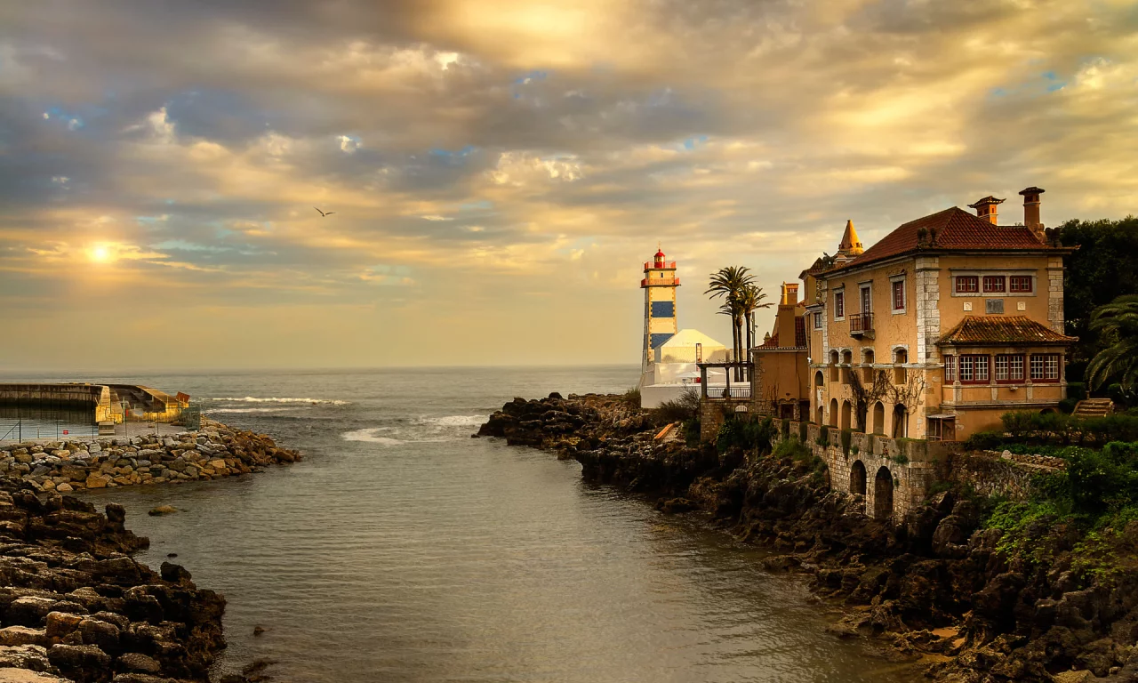вечер, португалия, cascais, закат