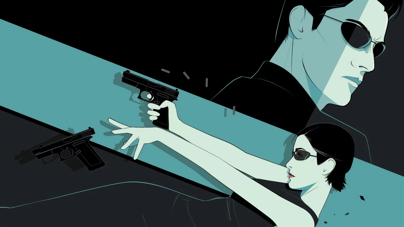 neo, оружие, the matrix, арт, очки, матрица