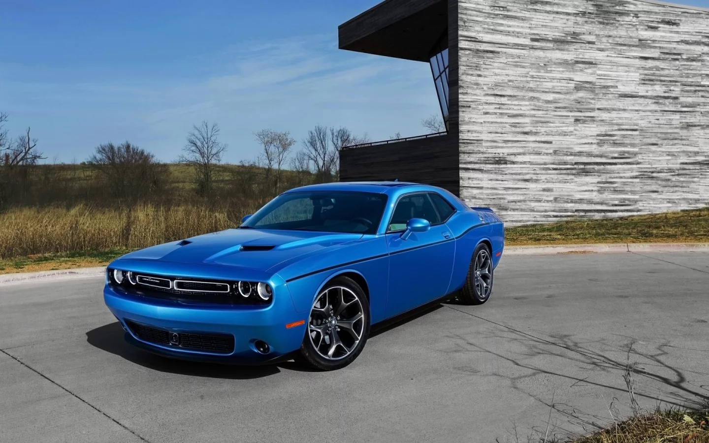 Dodge, Challenger, Додж, Челенжер, Muscle car, Мускул кар, синий, передок, фон