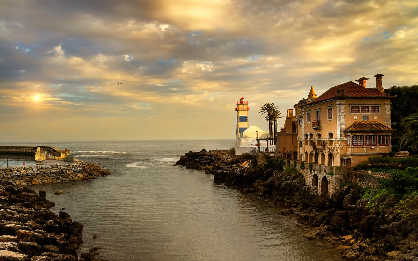 вечер, португалия, cascais, закат