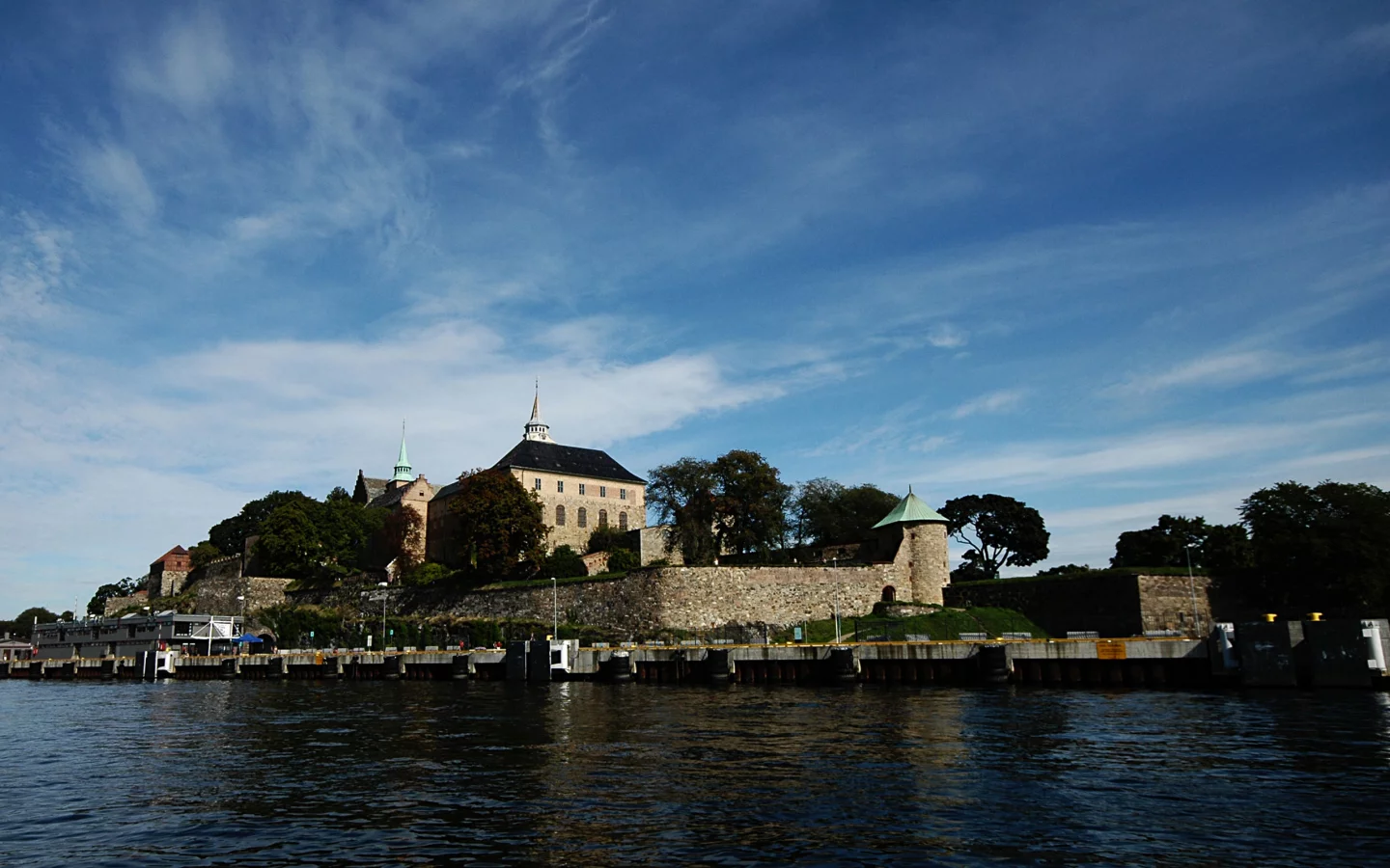 Акерсхус, Осло, Норвегия, замок, крепость, небо, море, Akershus, Akershus Castle