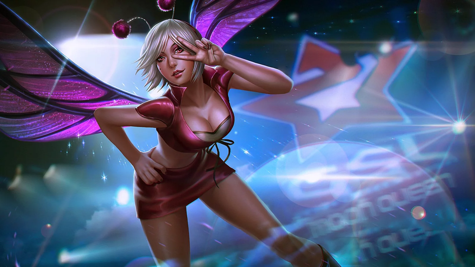 Девушка, грудь, ножки, свет, неон, игра, Heroes of Newerth