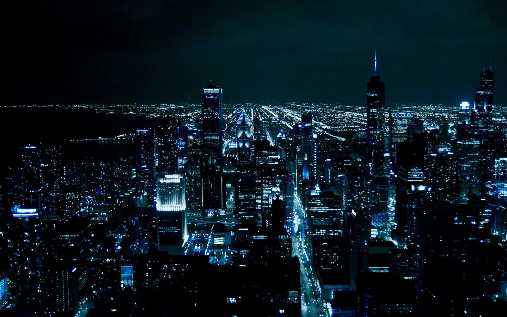 огни, мегаполис, chicago, город, ночь