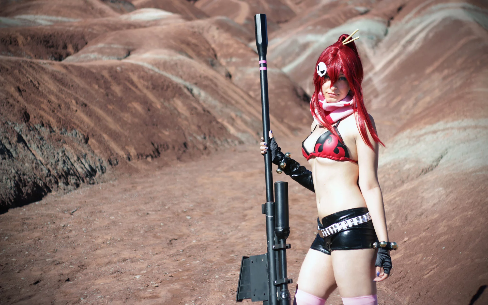 костюм, девушка, cosplay, gurren lagann, винтовка, yoko