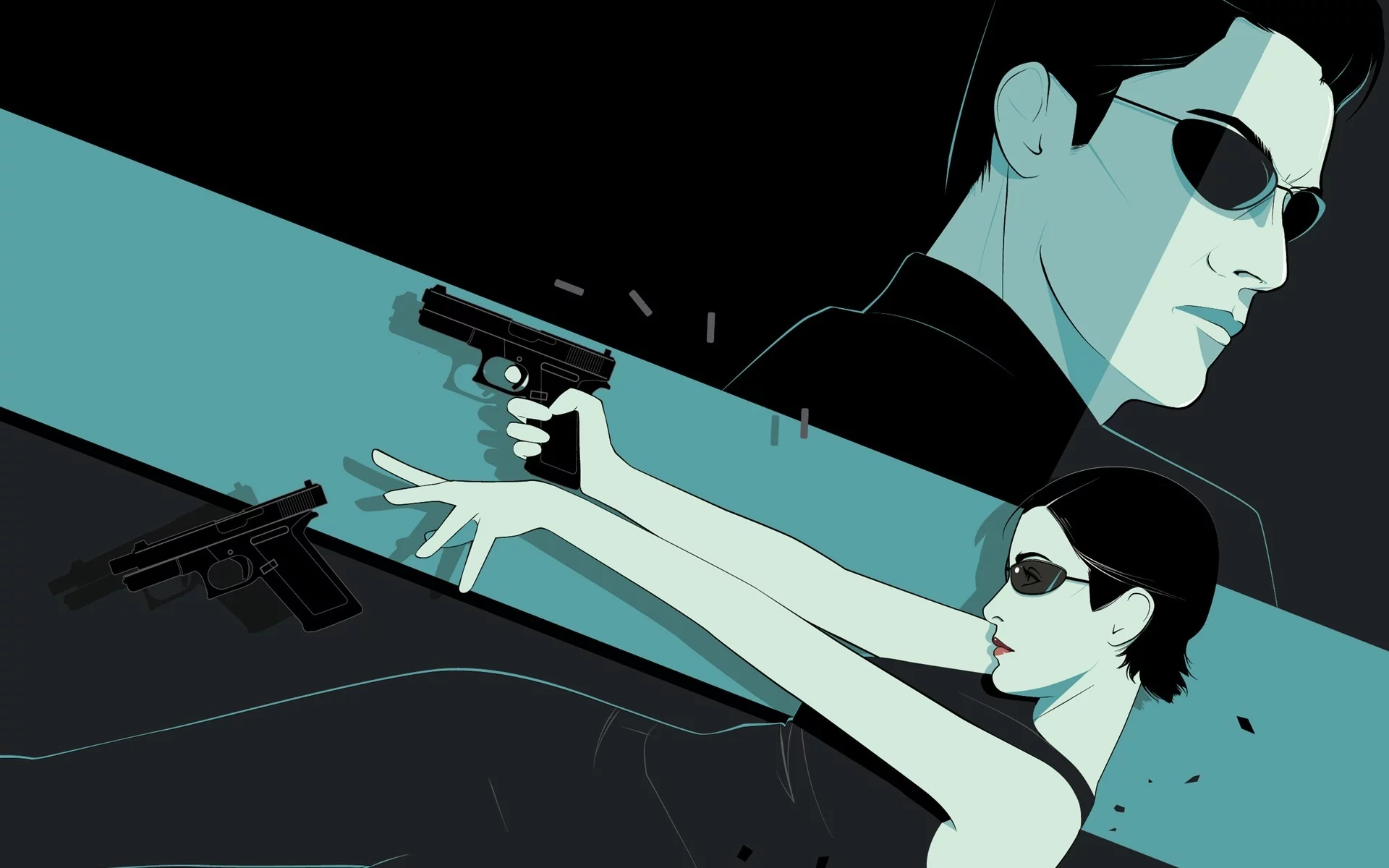neo, оружие, the matrix, арт, очки, матрица