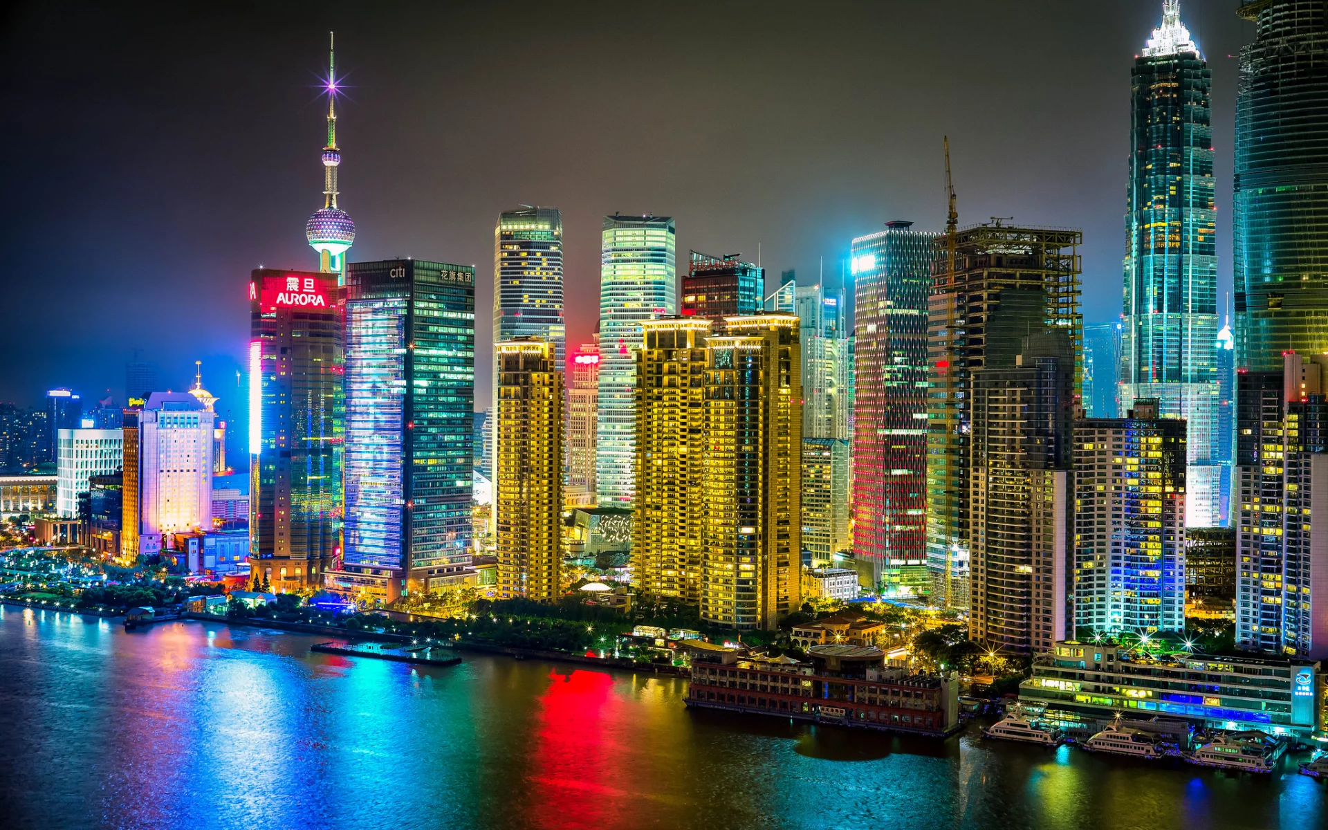 china, китай, shanghai, шанхай, здания, ночной город