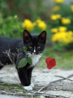 котенок, роза
