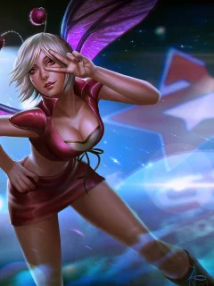 Девушка, грудь, ножки, свет, неон, игра, Heroes of Newerth