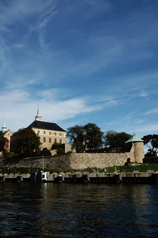 Акерсхус, Осло, Норвегия, замок, крепость, небо, море, Akershus, Akershus Castle