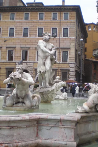 Рим, Италия, Лацио, город, площадь, фонтан, пруд, вода, статуи, Italia, Roma, Lazio
