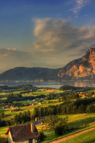 пейзаж, mountains, природа, городок, austria, gmunden, cities, австрия