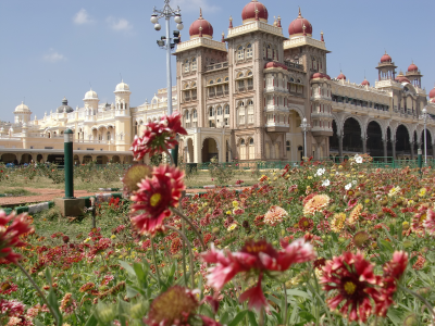 дворец, махараджа, индия, майсор, цветы, красиво