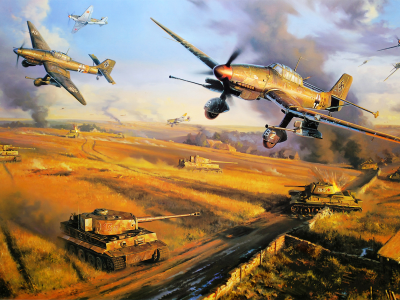 ww2, art, war, dogfight, german aircraft, drawing, aviation art, junker ju 87, army, painting