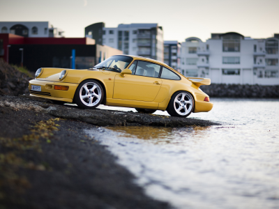 желтая, supercharged, porsche 911, carrera 4