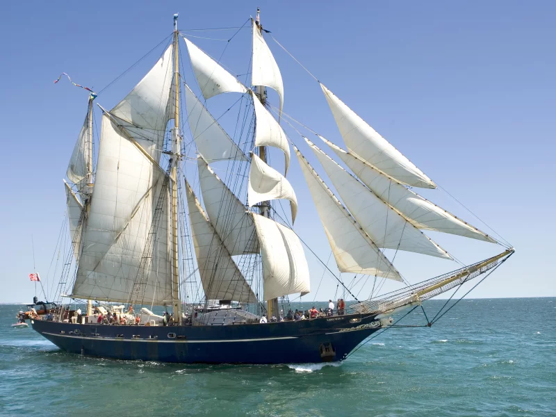 баркентина, австралия, море, leeuwin-ii, трехмачтовая