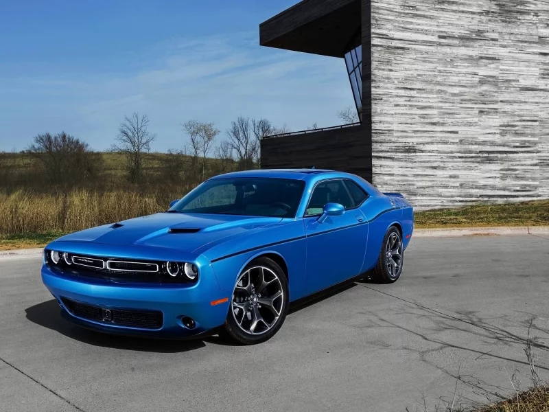 Dodge, Challenger, Додж, Челенжер, Muscle car, Мускул кар, синий, передок, фон