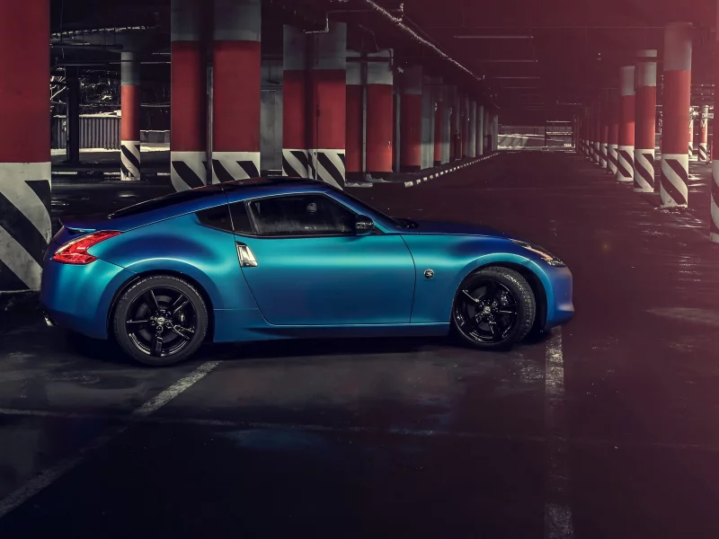 nissan 370z, синяя, car
