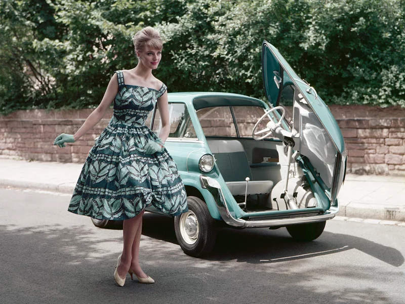 авто, bmw 600, стиль, девушка, ретро, 50-60-е