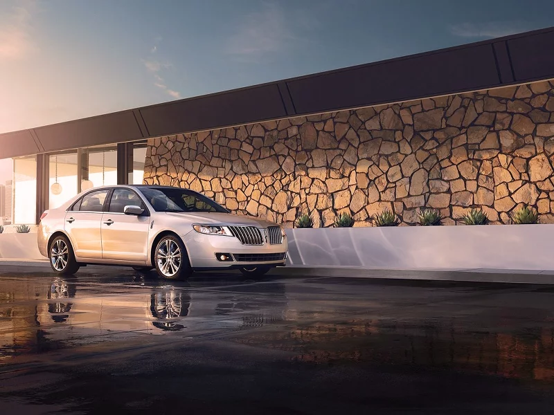 Утро, машина, асфальт, сырость, Lincoln MKZ hybrid