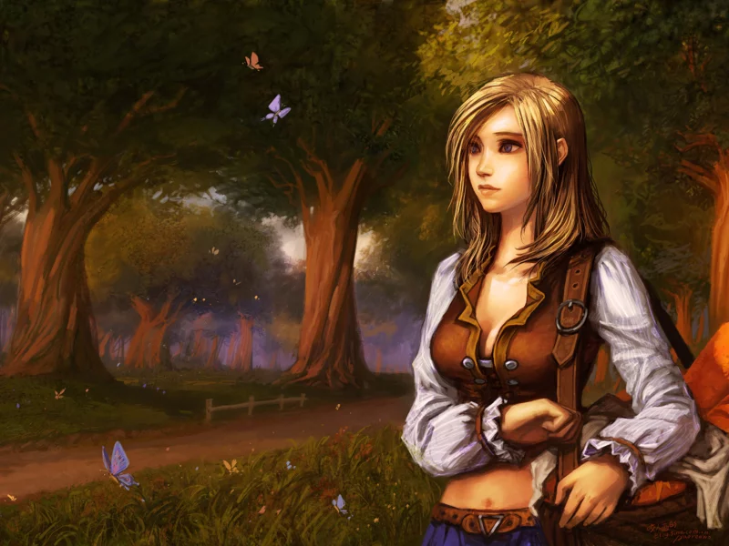 wow, дорога, world of warcraft, корзина, деревья, батон, бабочки