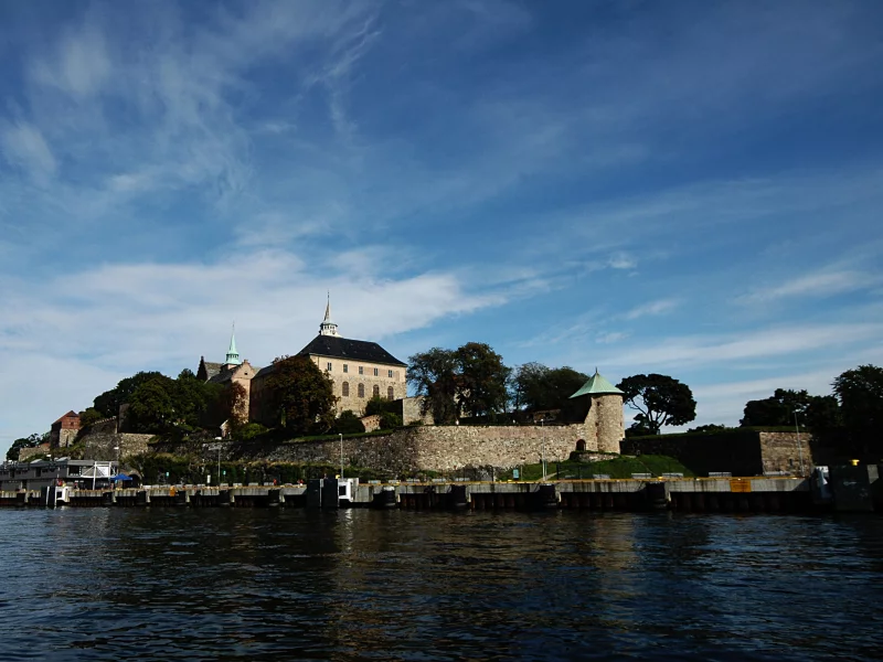Акерсхус, Осло, Норвегия, замок, крепость, небо, море, Akershus, Akershus Castle
