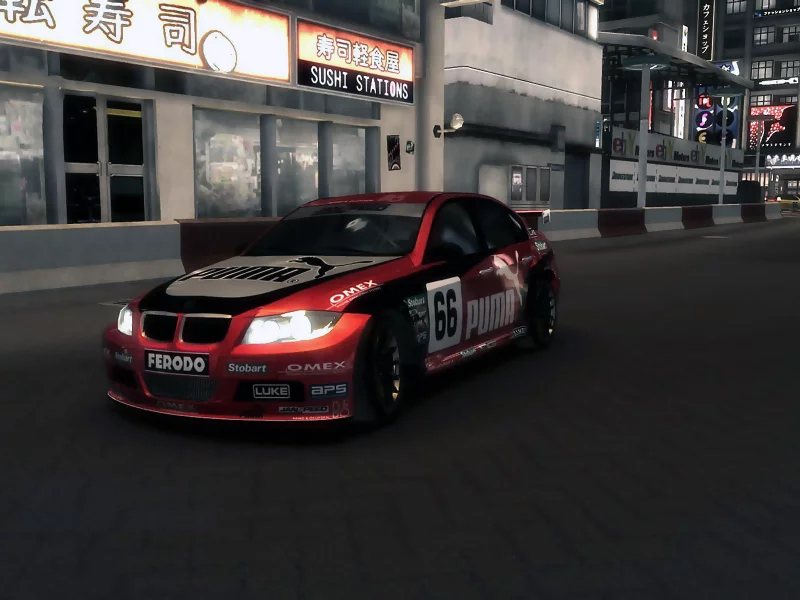 Ночь, авто, БМВ, трасса, шибуя, игра, GRID RACEDRIVER