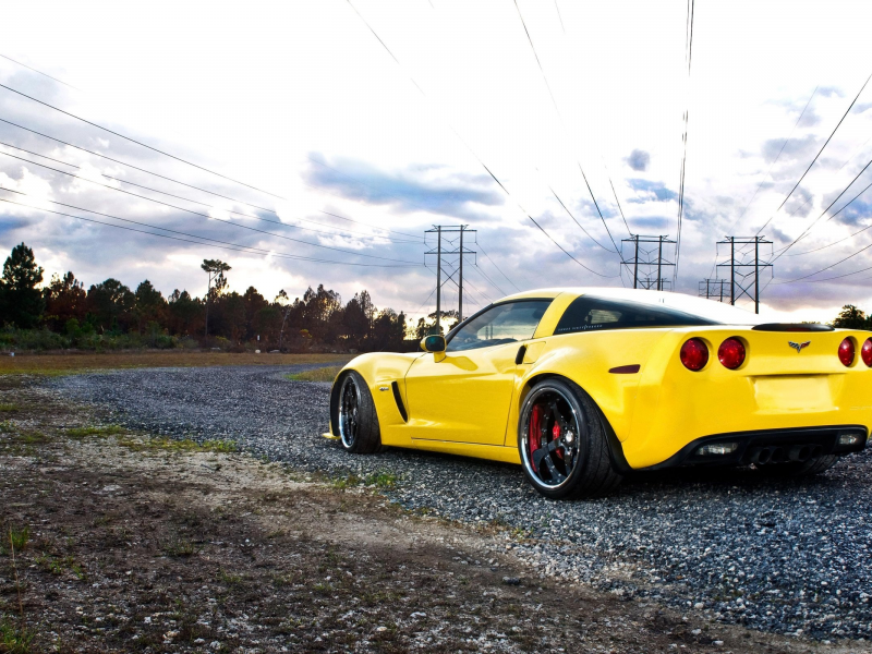 машина, corvette, дорога, road, chevrolet