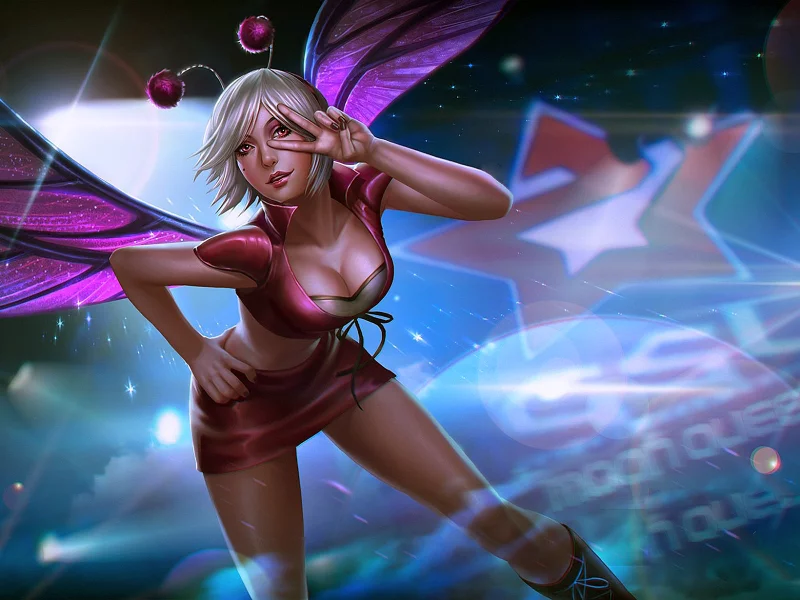 Девушка, грудь, ножки, свет, неон, игра, Heroes of Newerth