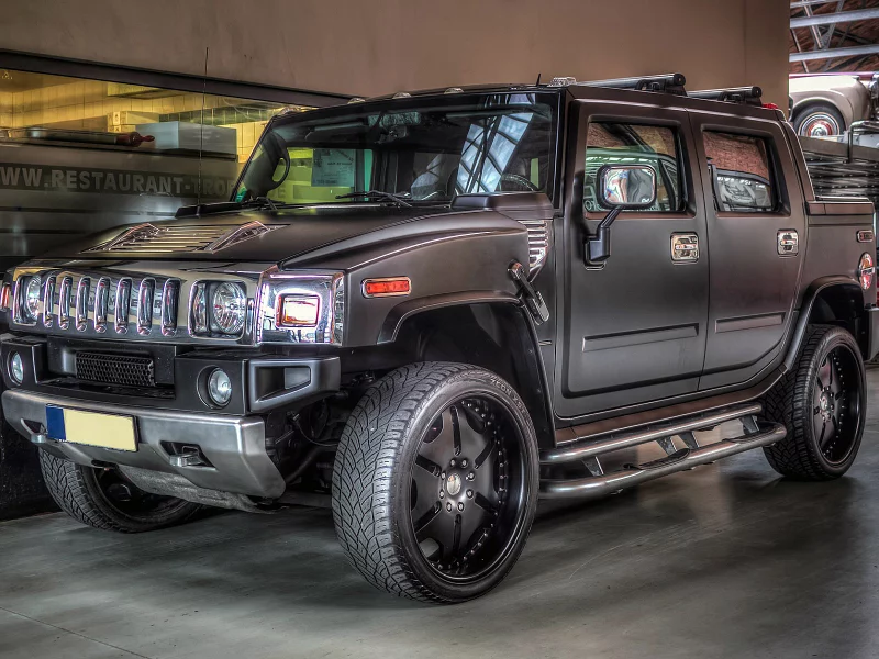 Гараж, машина, Hummer H2, металлик.