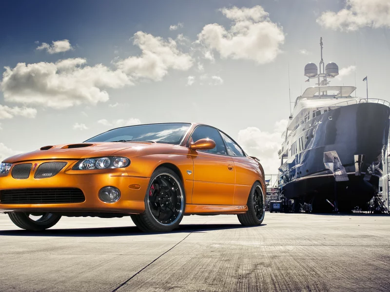 Небо, облака, пристань, порт, корабль, машина, авто, Pontiac GTO