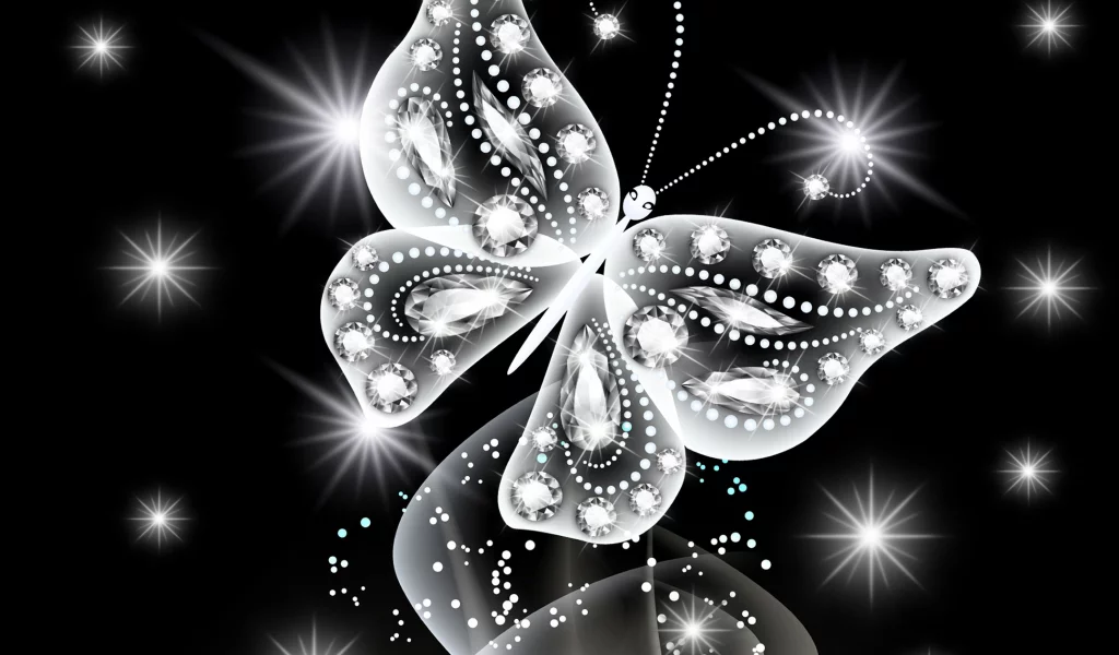 sparkle, white, бабочка, abstract, butterfly, diamonds, неоновая, glow, neon, jem