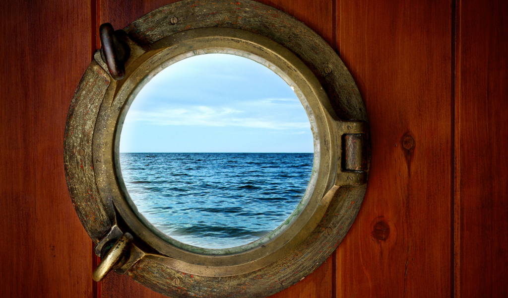 небо, стиль, волны, море, иллюминатор, porthole, коллажный