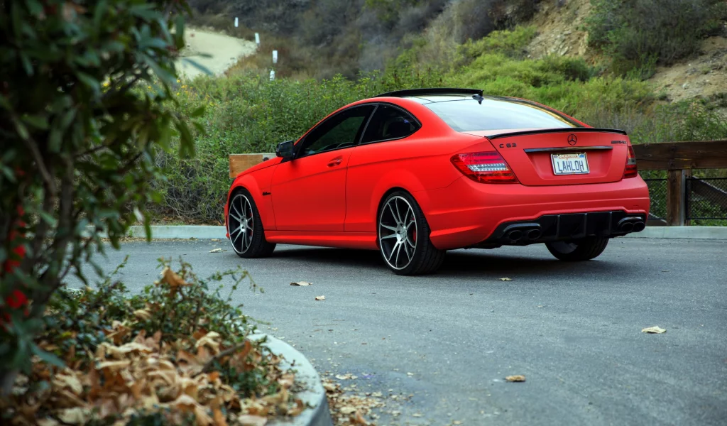 mercedes, c-класс, красный, AMG