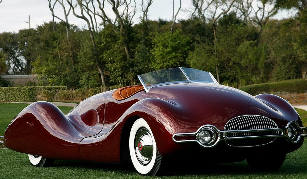 Поле, трава, зелень, машина, ретро, Buick Streamliner