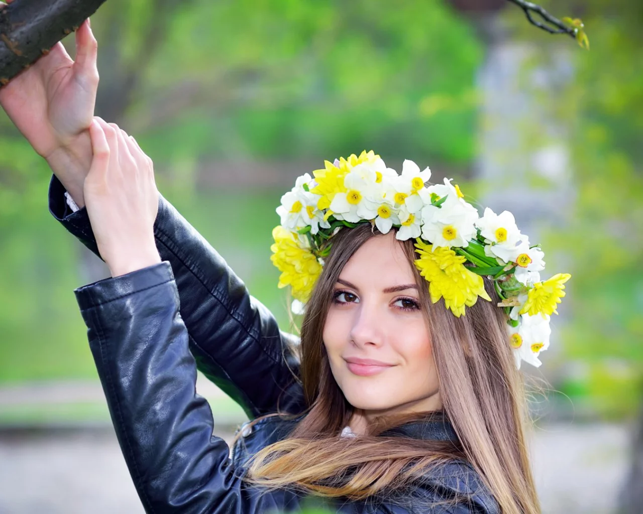 куртка, венок, девушка