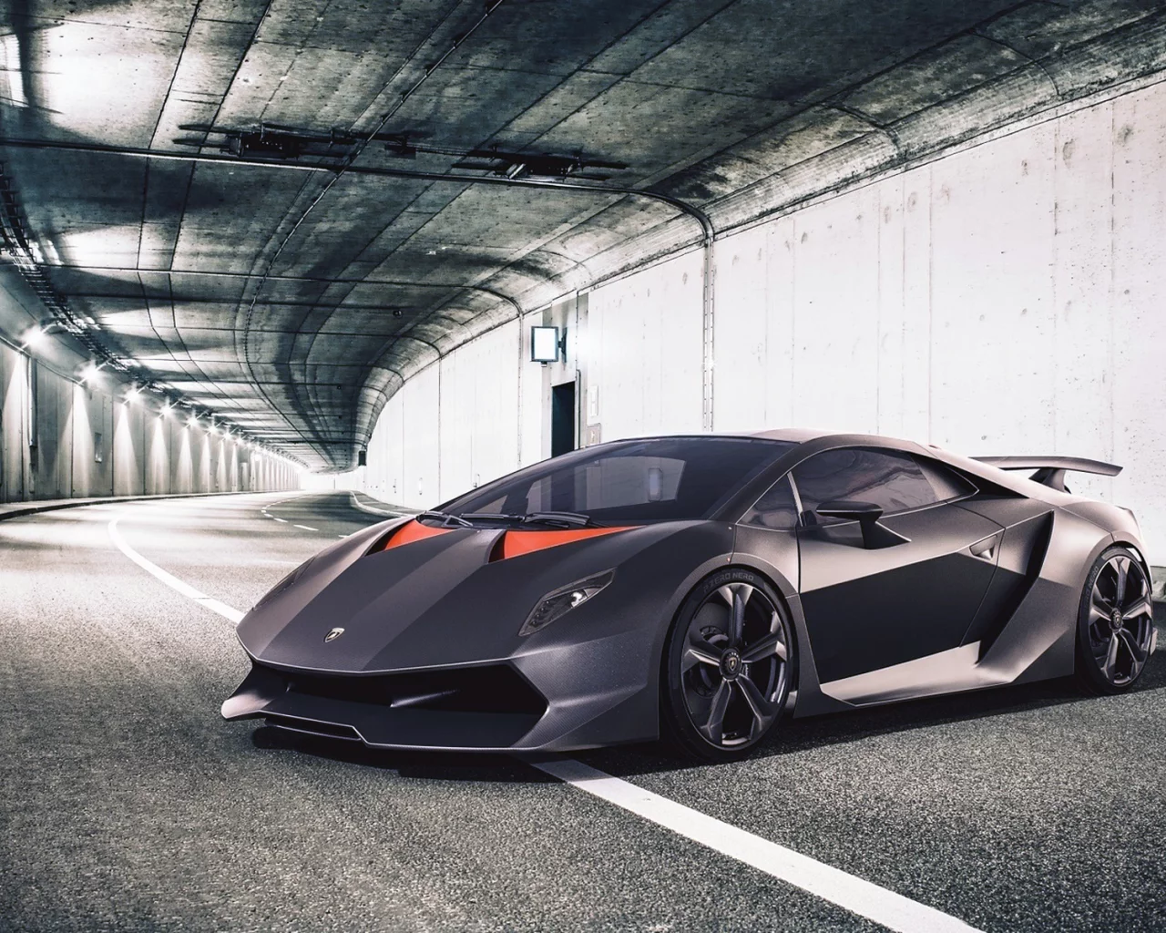 Дорога, туннель, машина, Lamborgini Sesto Elemento