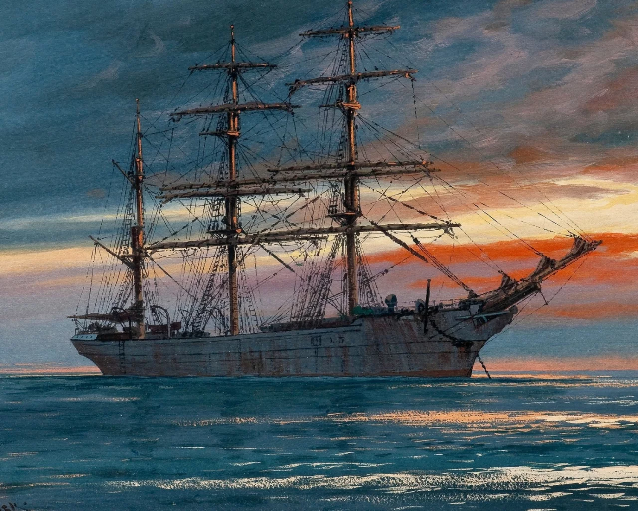 корабль, море