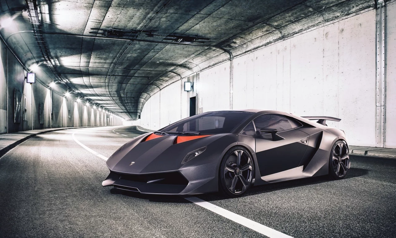 Дорога, туннель, машина, Lamborgini Sesto Elemento