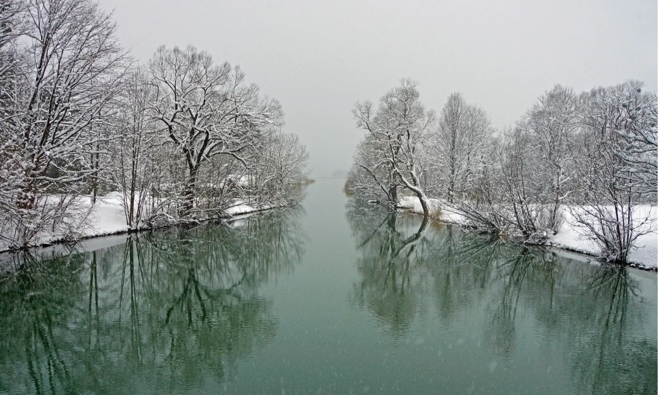 природа, реки, озера, река, зима, пейзаж
