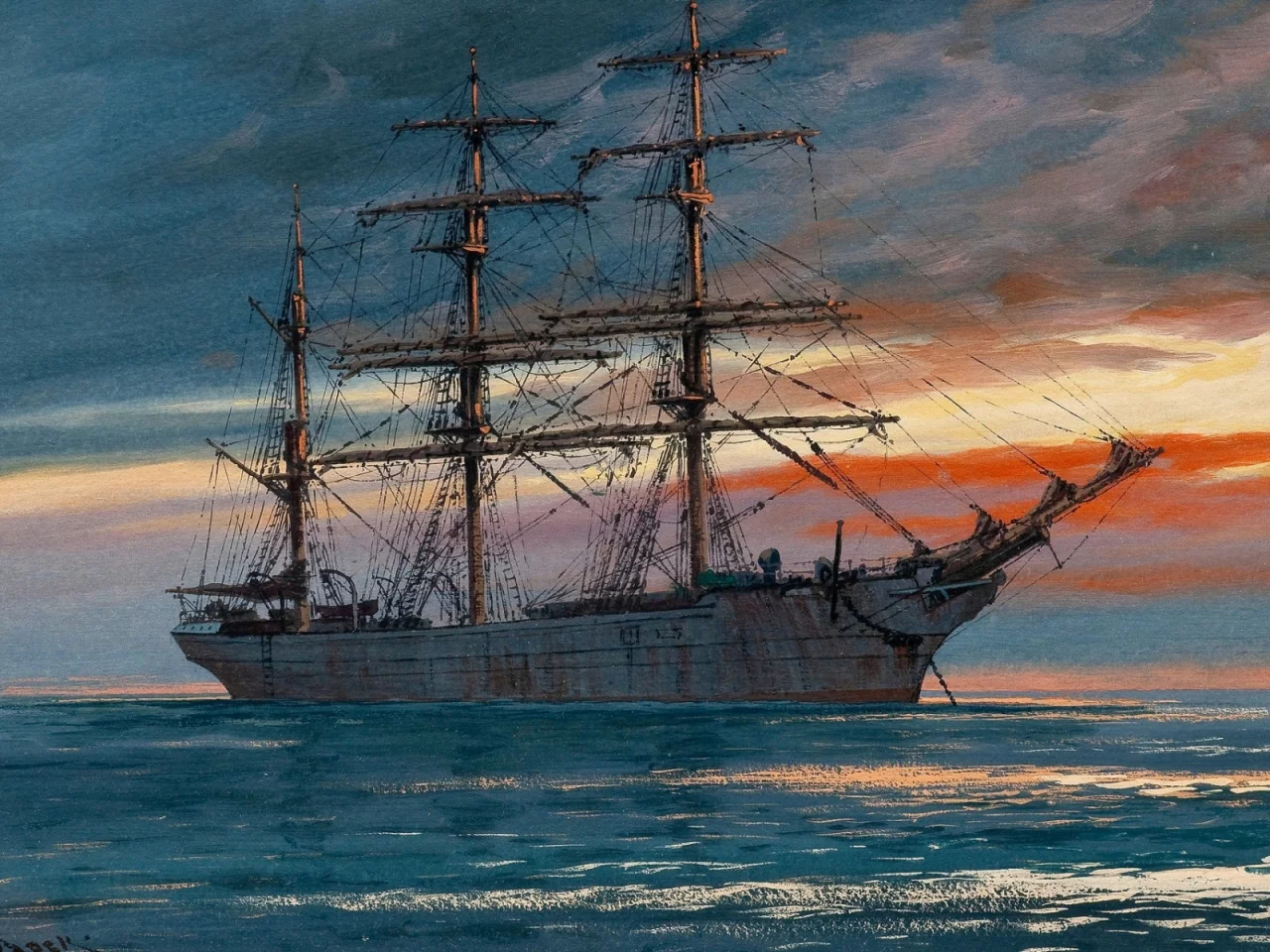 корабль, море