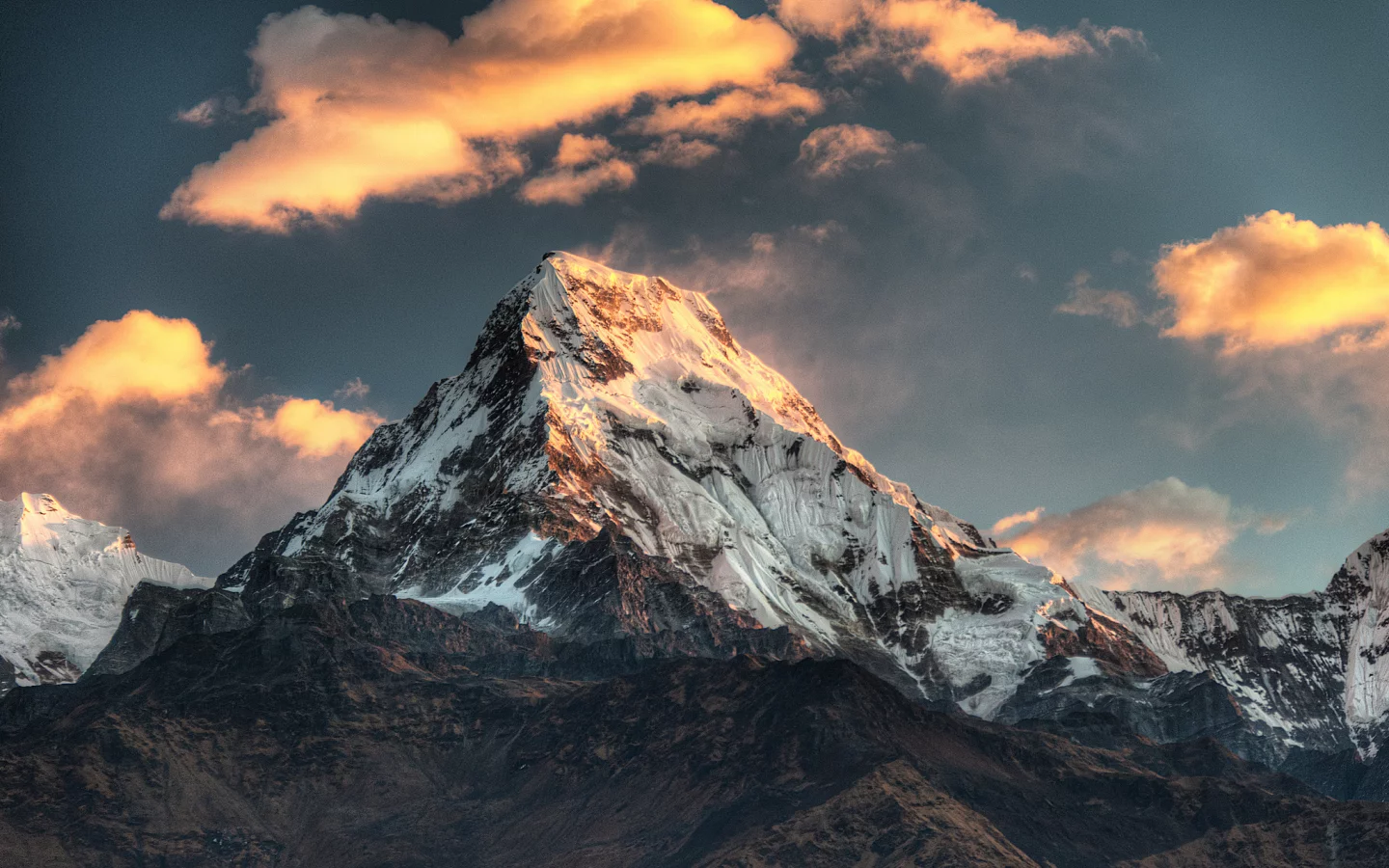 nepal, poon hill, снег, вершина, гора