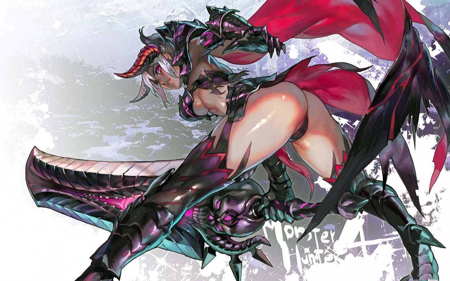 Девушка, аниме, рисунок, афиша, игра, Monster Hunter4