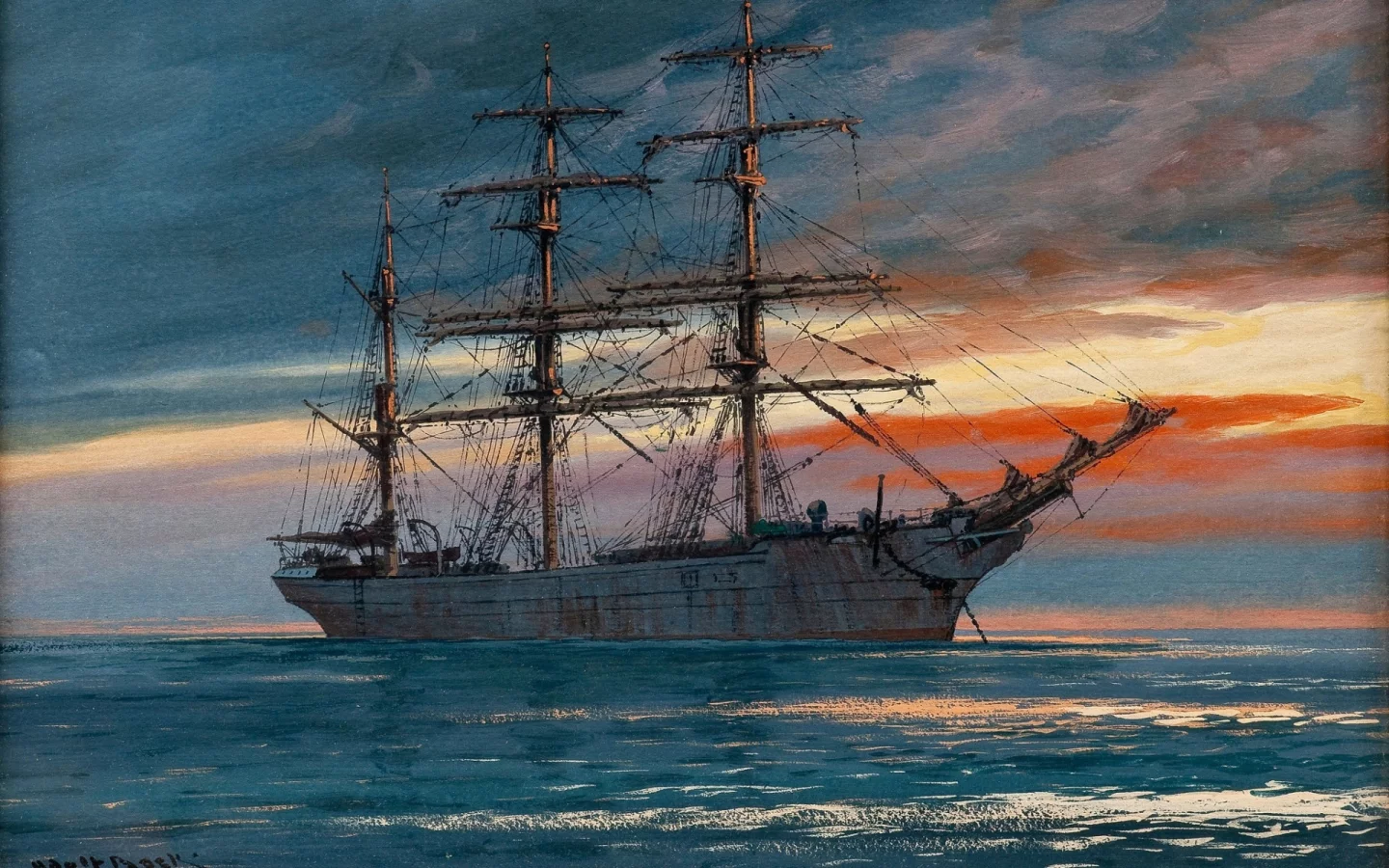 корабль, море