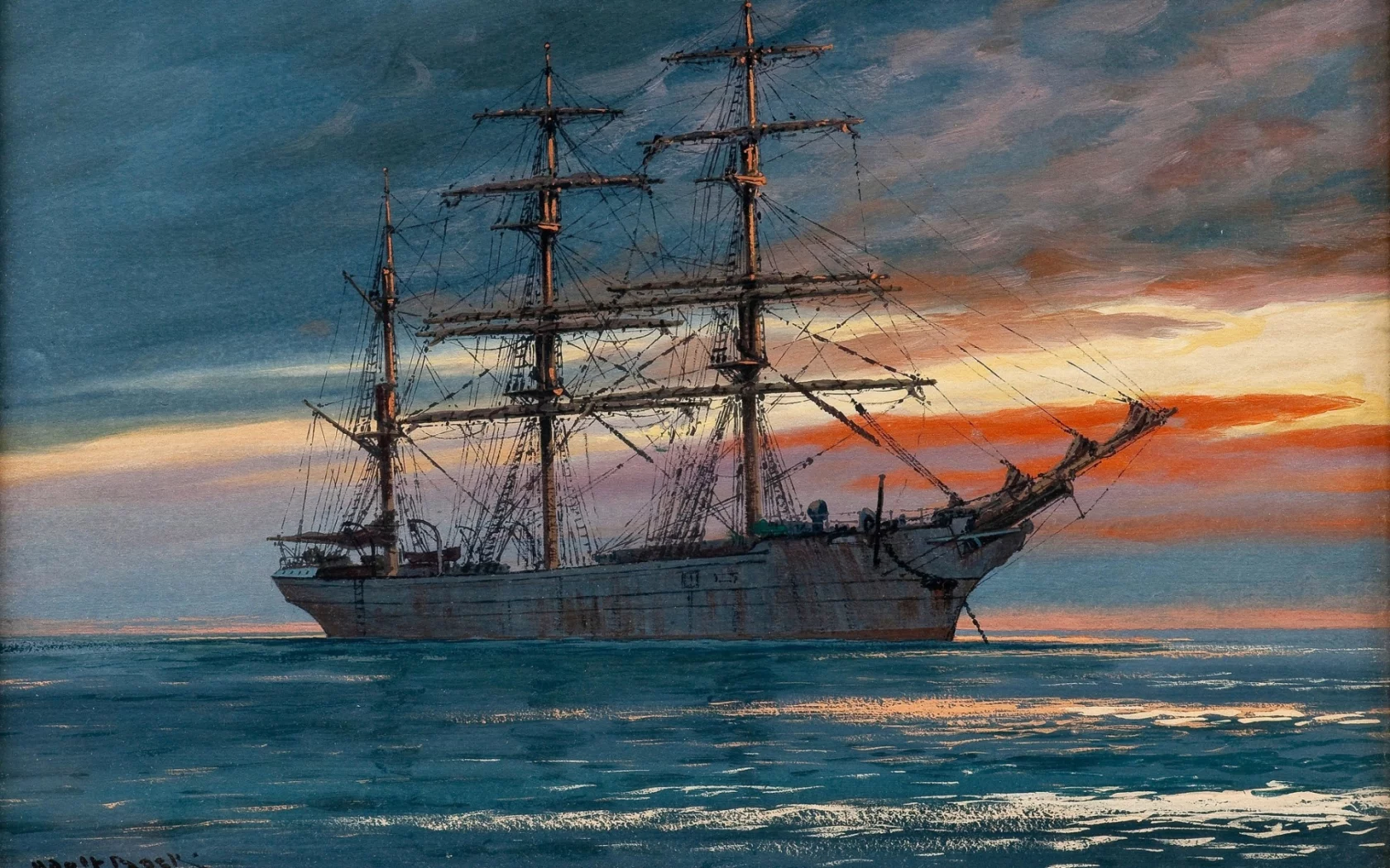 корабль, море