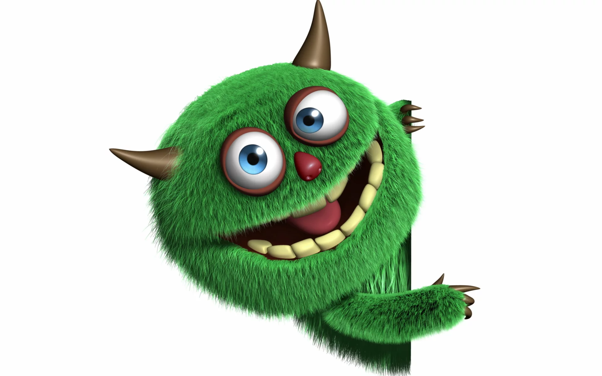 fluffy, funny, monster, face, cute, 3d
