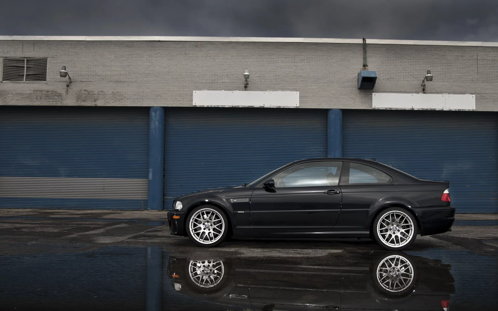 black, bmw, m3, ролеты, e46, синие, профиль, бмв, здание, чёрный