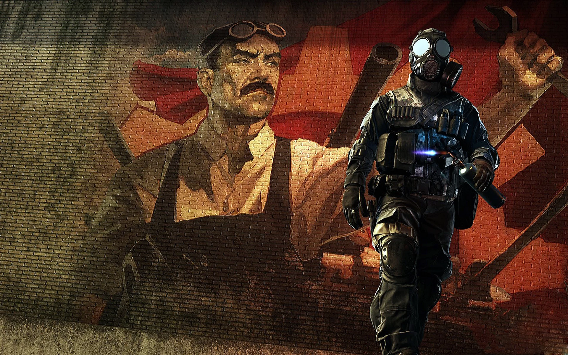 Фон, стена, графити, солдат, игра, афиша, BF4